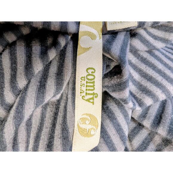 Comfy USA Gray Striped Oversized Modal Blend Tunic Top Size Small Made in USA - Picture 4 of 8